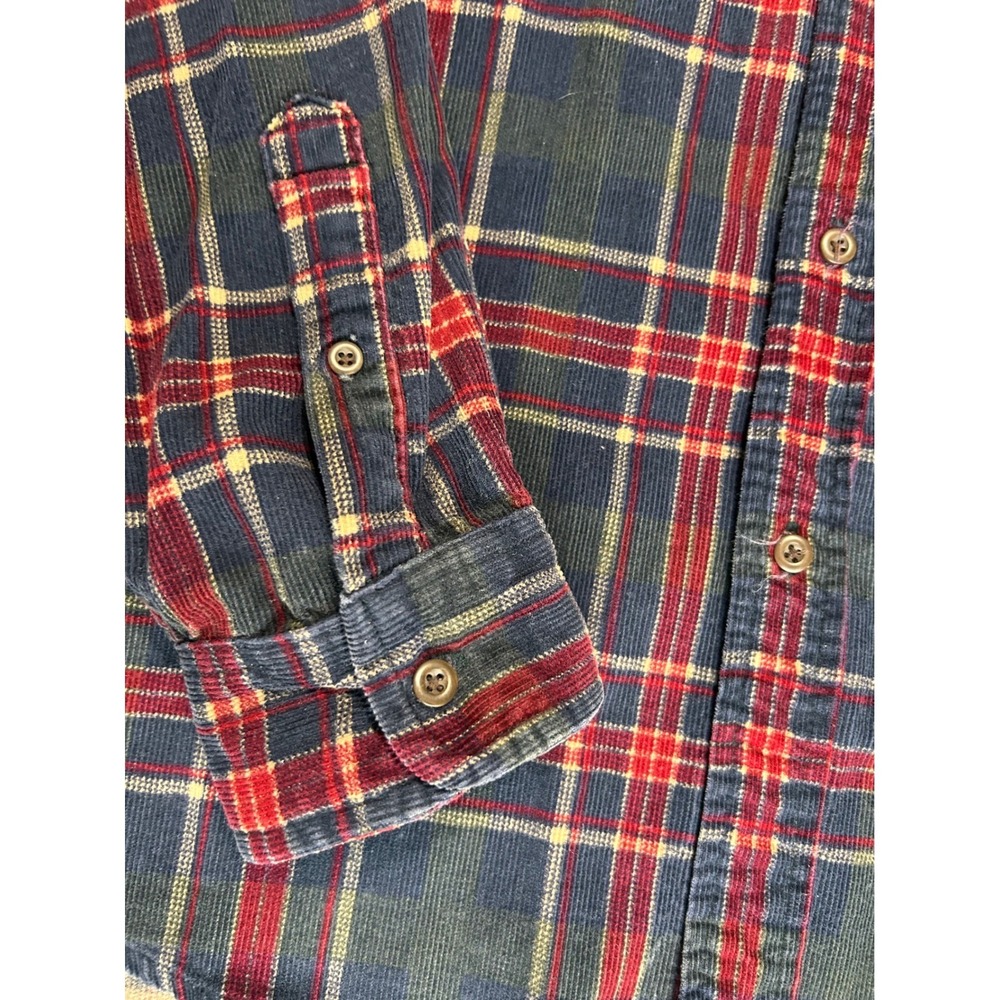 Club Room Plaid Corduroy Button Down Shirt Long Sleeve Blue Red Mens - Picture 3 of 5